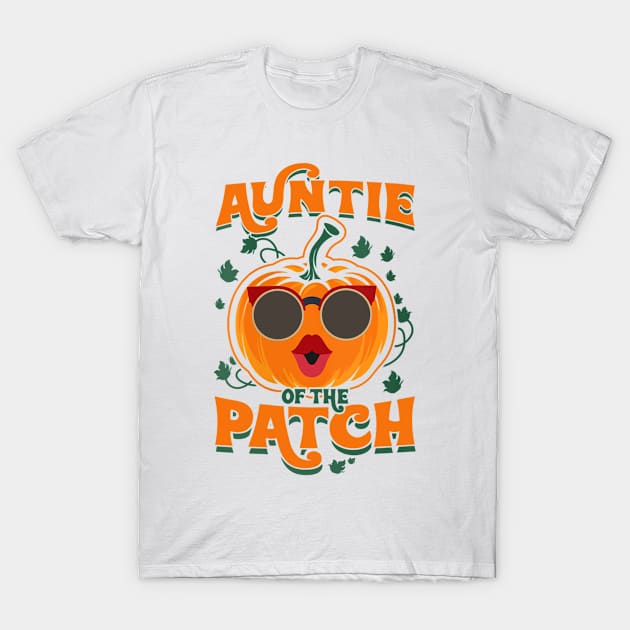 Womens Pumpkin Auntie of the Patch Family Cute Halloween Aunt Gift T-Shirt by Ortizhw